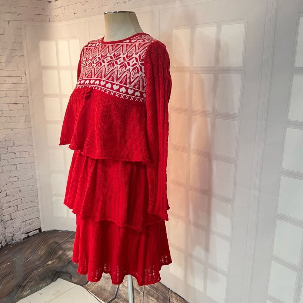 Hanna Anderson NWT knitting in Swedish red tiered holiday dress size 150 or girl - Picture 3 of 10